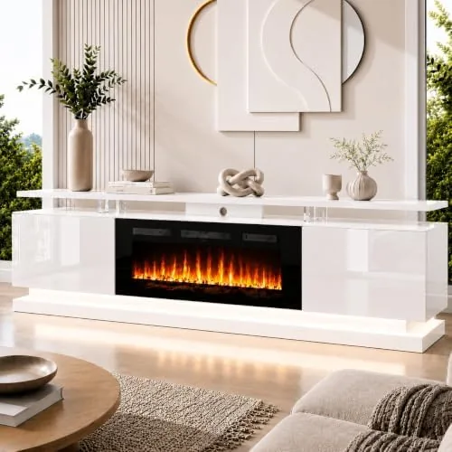 breezestival 70 fireplace tv stand for tvs up to 80 white black